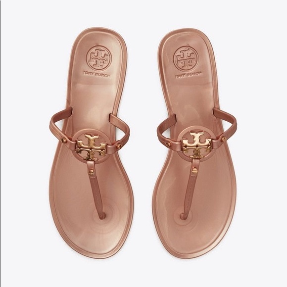 Tory Burch Shoes - Tory Burch mini miller jelly flat thong rose gold